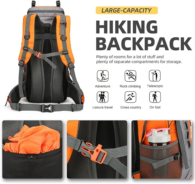 King'sGuard 60L Hiking Backpack Large Waterproof Camping Backpack - Image 4