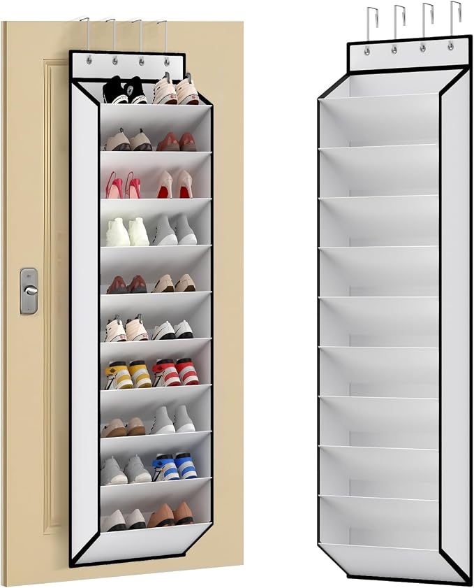 KEEPJOY 10 Tiers White Over Door Shoe Organizer Storage, Hanging Shoe Holder by KEEPJOY