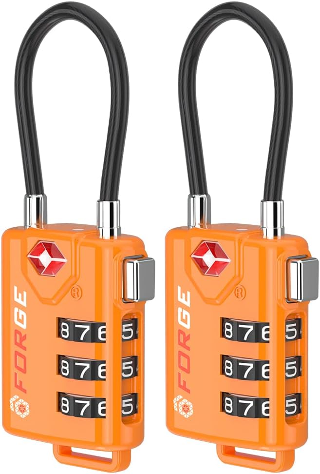 TSA Approved Cable Luggage Locks, Re-settable Combination by Forge