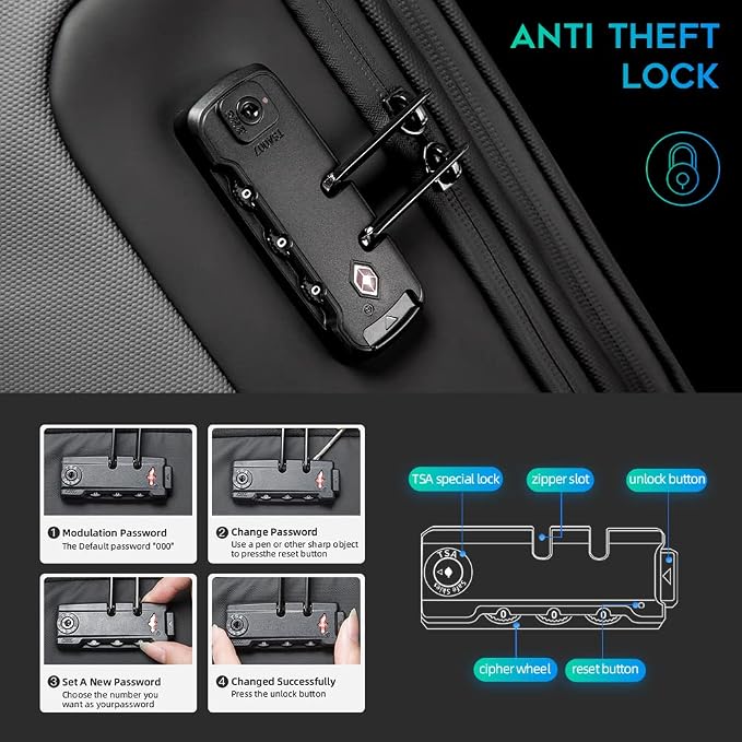 BANGE Anti Theft Backpack，Smart Business Laptop Fits 15.6 Inch Notebook - Image 3