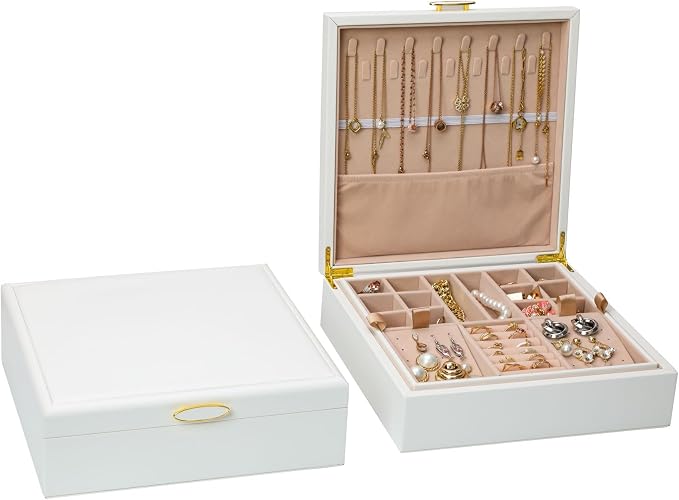 Jewelry Box Organizer for Women, Built in Necklace Hook and Detachable Jewelry by ASINGYERbyASINGYERHOME