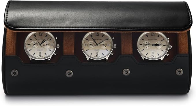 Oirlv Premium Leather Watch Roll Travel Case 3-Slot Watch Box - Image 5