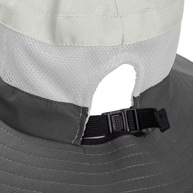Rosoz Ponytail Sun Bucket Hats for Women UV Protection Foldable Mesh Wide Brim - Image 4
