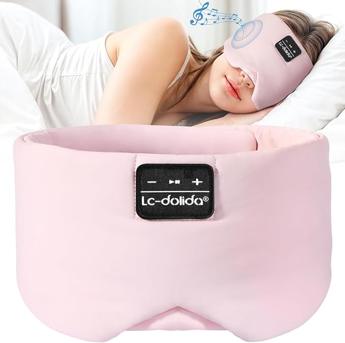 LC-dolida Sleep Mask with Bluetooth Headphones, Ice Silk Sleep Headphones with by LC-dolida