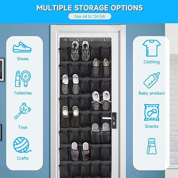 Over the door shoe organizer, 40 Large Clear Mesh Pockets Hanging Shoe - Image 5