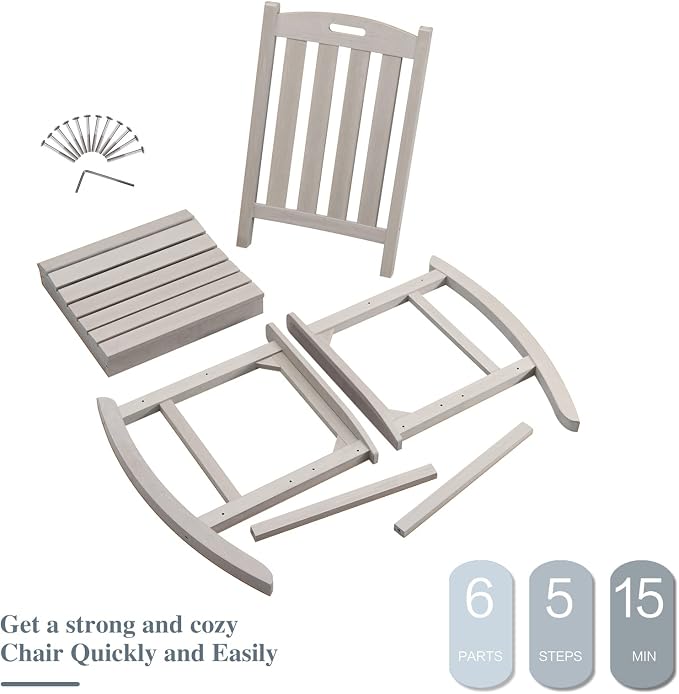 Psilvam Oversized Outdoor Rocking Chair Set of 2, Porch Rocker - Image 7