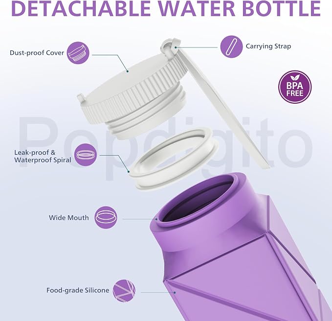2pcs 610ml Collapsible Water Bottles Upgrade Foldable Water Bottle BPA Free - Image 7