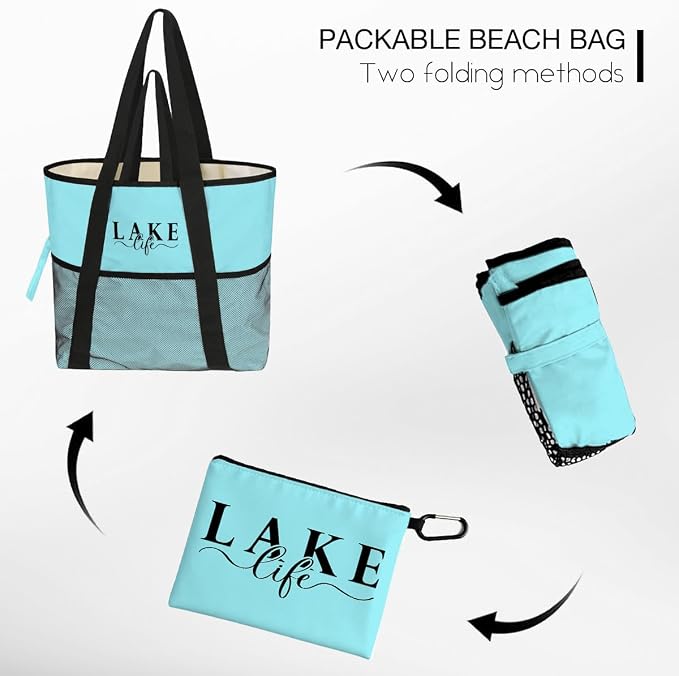 Sandproof Beach Bag with Zipper - Image 6