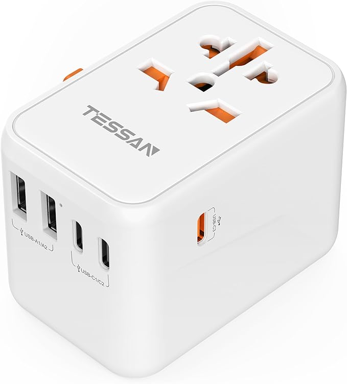 TESSAN Universal Travel Adapter Worldwide, GaN 65W International Plug Adaptor by TESSAN