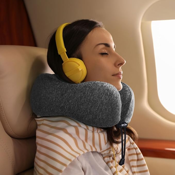 napfun Travel Pillow for Airplane, Premium Memory Foam Neck Pillow for Flight - Image 6
