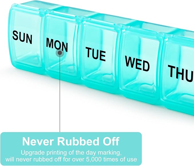 Small Pill Organizer 2 Times a Day, 2 Pack 7 Day Pill Box 1 Time a Day - Image 4