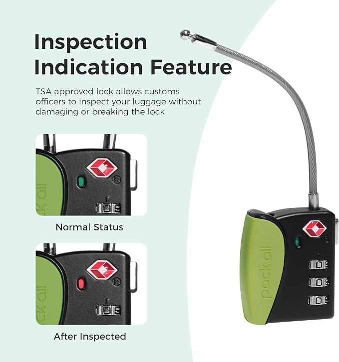 pack all TSA Approved Cable Luggage Locks, 3 Digit Combination Padlocks - Image 8