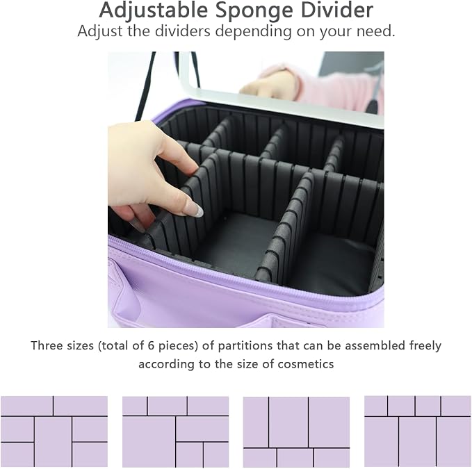Makeup Bag with Led Mirror, Travel Makeup Organizer with 3 Color Setting & 10X - Image 6