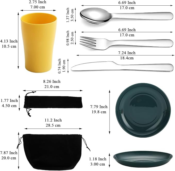Evanda Camping Cutlery Set, Reusable Light Weight Mug, Plate and Stainless - Image 2