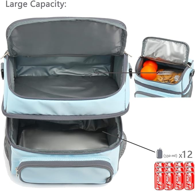 FlowFly Double Layer Cooler Insulated Lunch Bag Adult Lunch Box Large Tote Bag - Image 5