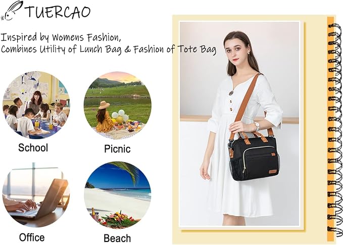 Black Lunch Box for Women Insulated Lunch Bag for Work - Image 9