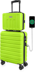 AnyZip 21" Carry On Luggage and 14" Mini Cosmetic Cases Luggage Set Hardside PC by YourBestTravelChoice