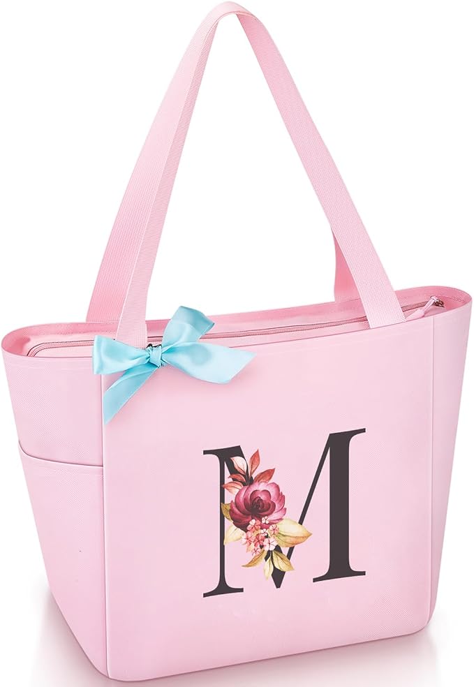 Vavabox Tote Bag, A-Z Initial Monogrammed Waterproof Tote Bag, Bridesmaid Gifts by Vavabox