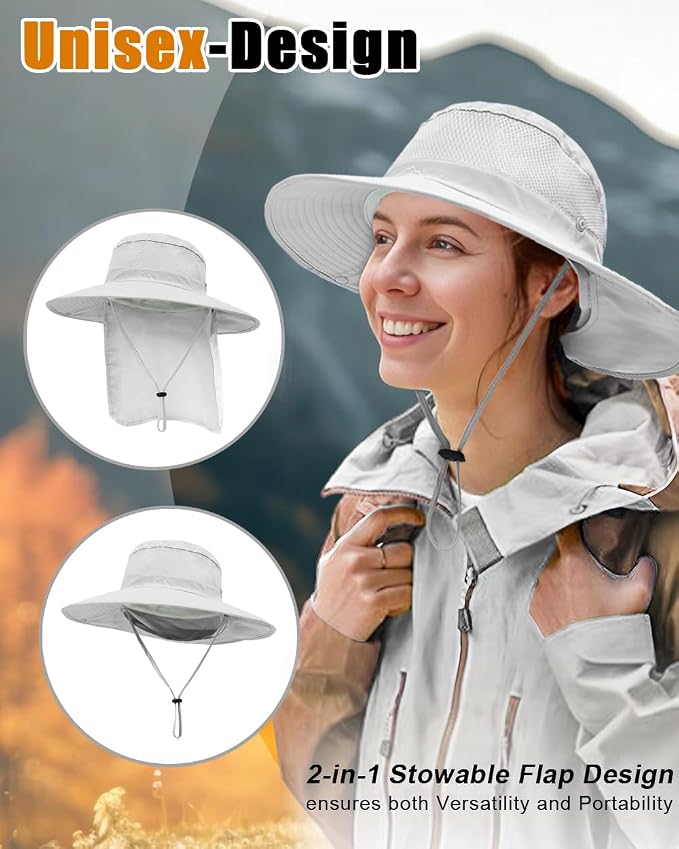 Outdoor Sun Hats with Stowable Neck Flap - Image 4