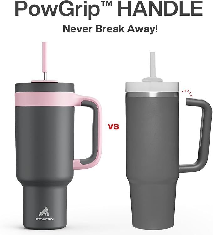POWCAN 40 oz Tumbler with Handle, 2-in-1 Straw and Sip Lid, Dishwasher Safe - Image 3
