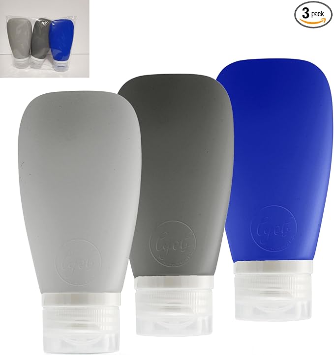 Leak Proof Silicone Refillable Bottles 3oz-90 ml Travel Squeeze Bottles by Lyob