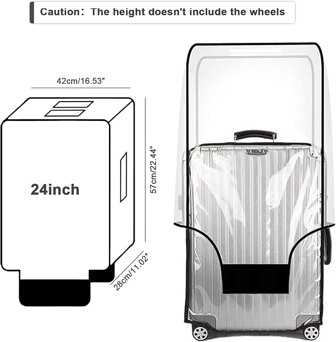 Suitcase Cover for 24" Luggage TSA Approved Clear PVC Thickened Protective - Image 3