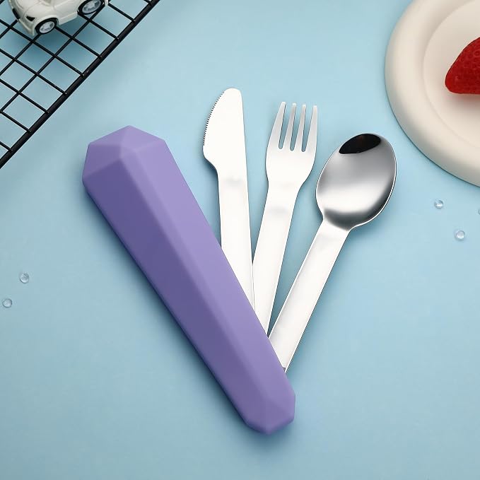DEVICO Travel Utensils with Case, Reusable Camping Silverware Cutlery, 18/8 - Image 4