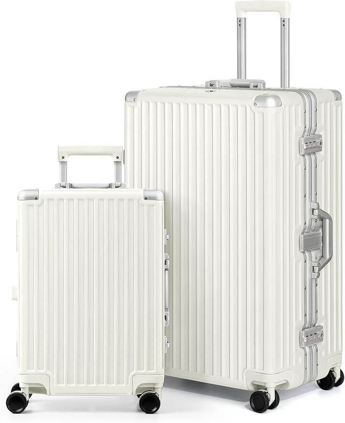 AnyZip Luggage Sets 2 Piece Aluminum Frame Carry On and Checked Suitcase PC ABS by YourBestTravelChoice