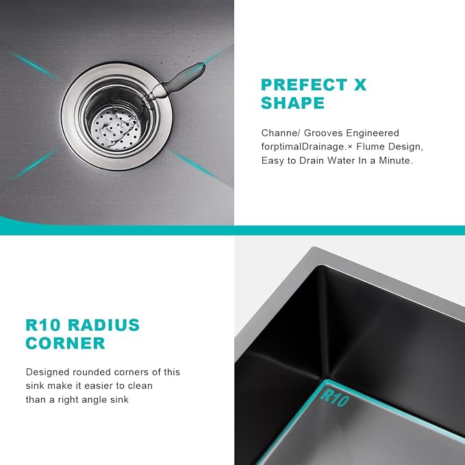 Black 18 inch Undermount Kitchen Sink - Image 5