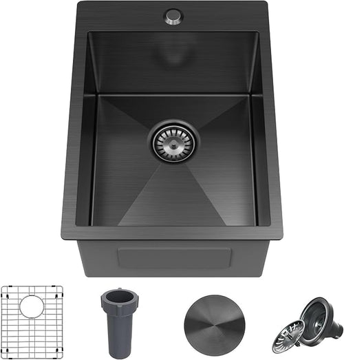 15 x 20 Inch Black Drop In Kitchen Sink by Kadorer