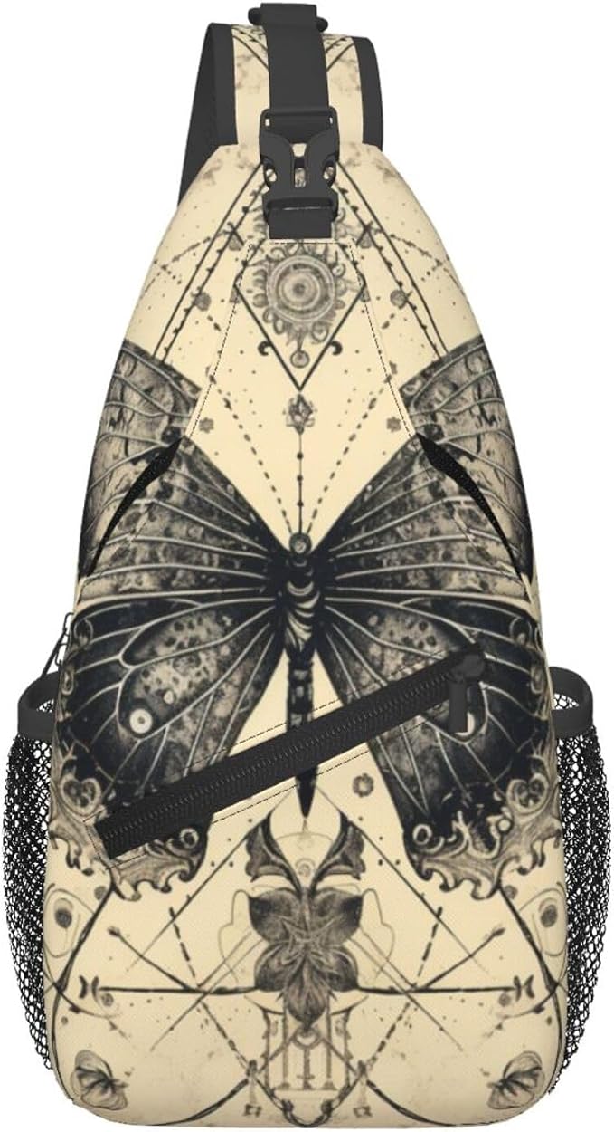 SUPLUCHOM Sling Bag Butterfly Goth Vintage Tarot Hiking Daypack Crossbody - Image 2