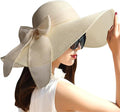 DRESHOW Beach Hats for Women Big Straw Wide Brim Summer Hat Floppy Foldable by DRESHOW