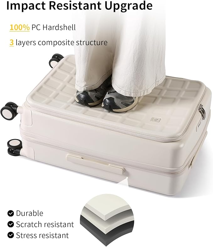 aji Expandable Top Opening 26 Inch Checked Luggage - Image 6