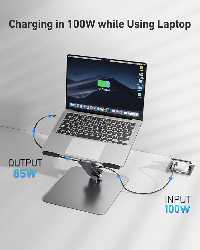 BENFEI Laptop Stand with USB C 6in1 Docking Station, HDMI 4K@60Hz, Gigabit - Image 4
