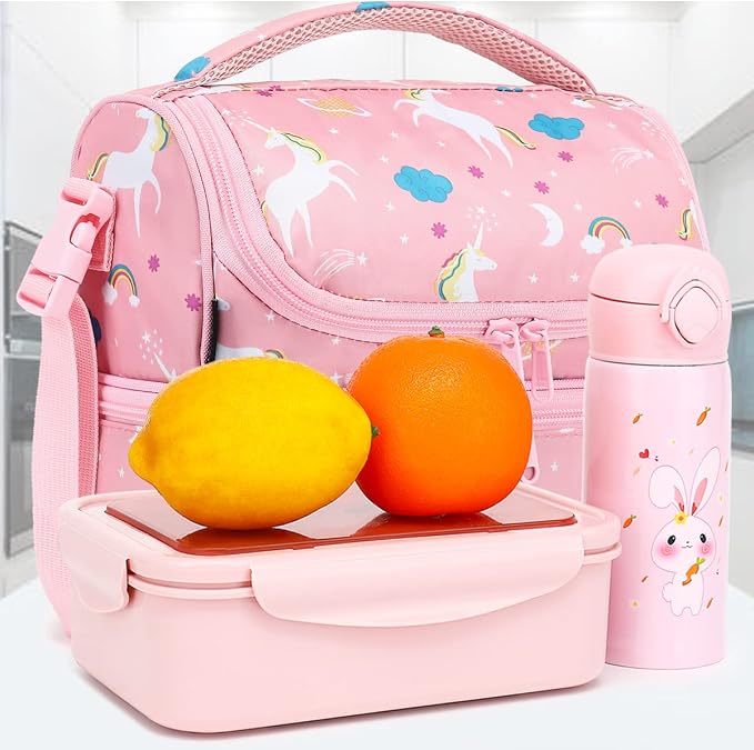 FlowFly Kids Double Decker Cooler Insulated Lunch Bag Large Tote - Image 9