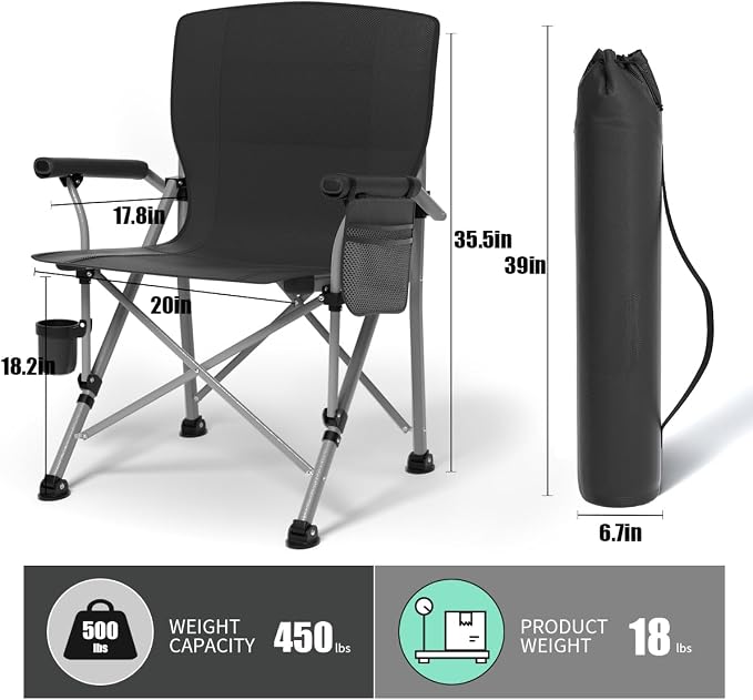 Oversized Camping Chair for Adults Heavy Duty, Heavy Duty Lawn Chair - Image 3