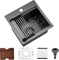 15 Inch Black Bar Sink Drop In Workstation-Bokaiya 15x15 Drop In Bar Sink Small by Bokaiya