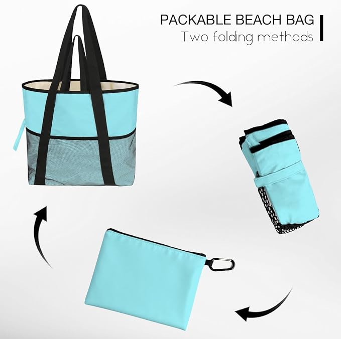 Sandproof Beach Bag with Zipper - Image 6