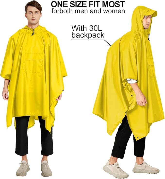 salamra Hooded Rain Poncho Waterproof Raincoat Jacket - Image 5