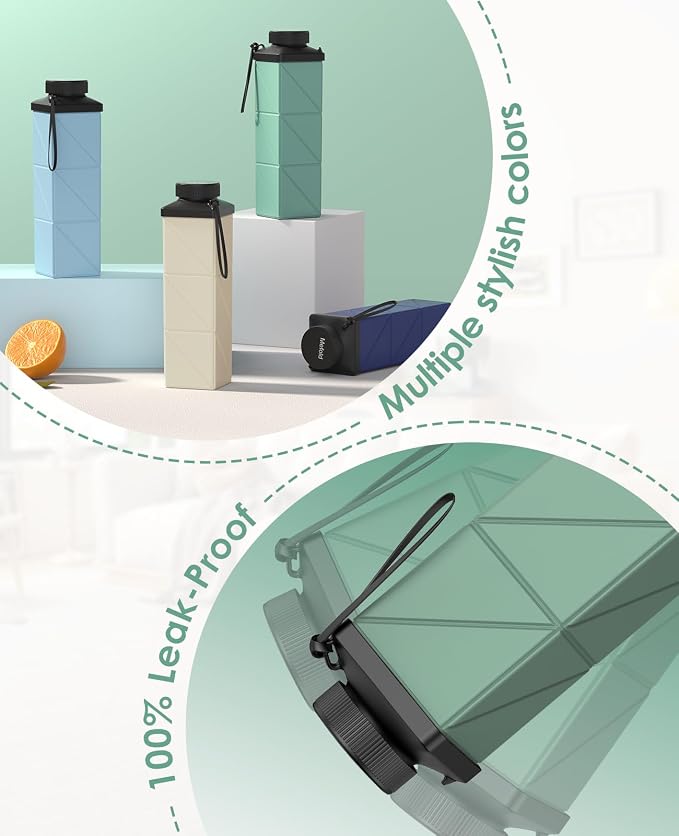 Collapsible Water Bottle, 2nd Generation Leakproof BPA-Free Travel 24.3oz - Image 4