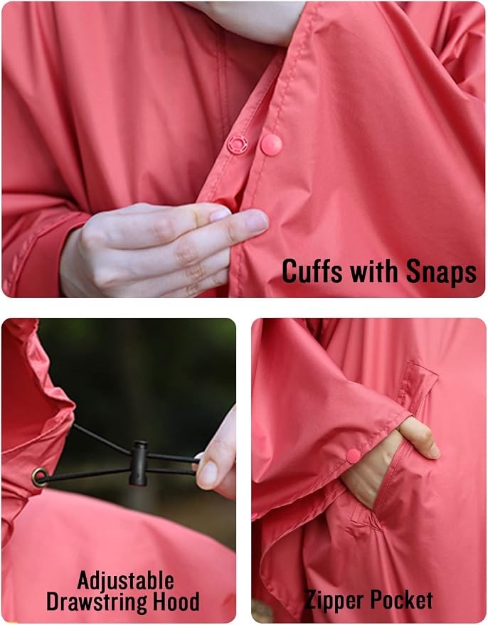SaphiRose Unisex Rain Poncho Hooded Waterproof Raincoat - Image 5