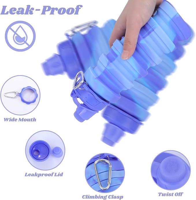 Collapsible Water Bottle for Adults, Reusable Silicone Foldable Water Bottles - Image 4
