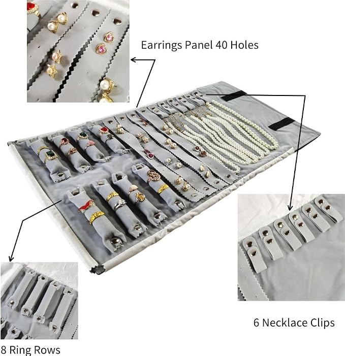 Velvet Travel Jewelry Case Roll Bag Organizer - Image 8