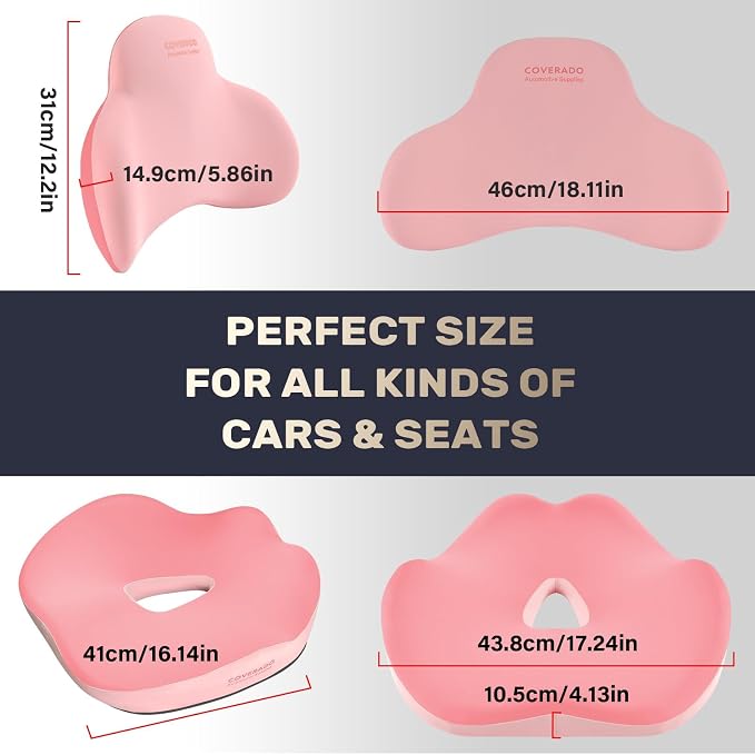 Coverado Car Seat Cushion and Lumbar Support Pillow, Memory Foam Ergonomic Back - Image 7
