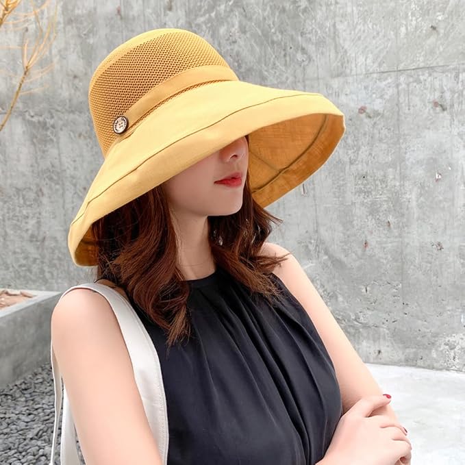Women Wide Brim Sun Hats Metal Wired Edge Summer UV Protection Beach Fishing Hat - Image 3