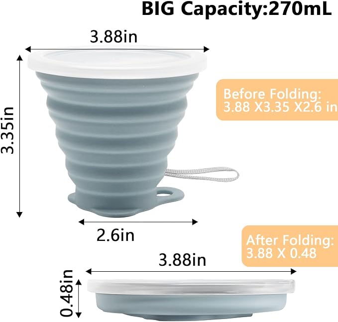 Litoexpe 4 Pack Silicone Collapsible Travel Cup Portable Folding Camping Cup - Image 2