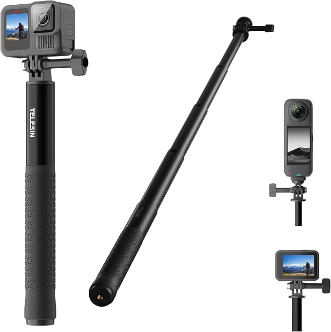 TELESIN 47" Extension Selfie Stick, Portable Handheld Invisible Monopod Pole by telesin