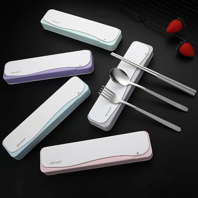 DEVICO Travel Utensils With Case, 18/8 Stainless Steel Camping Utensils - Image 6