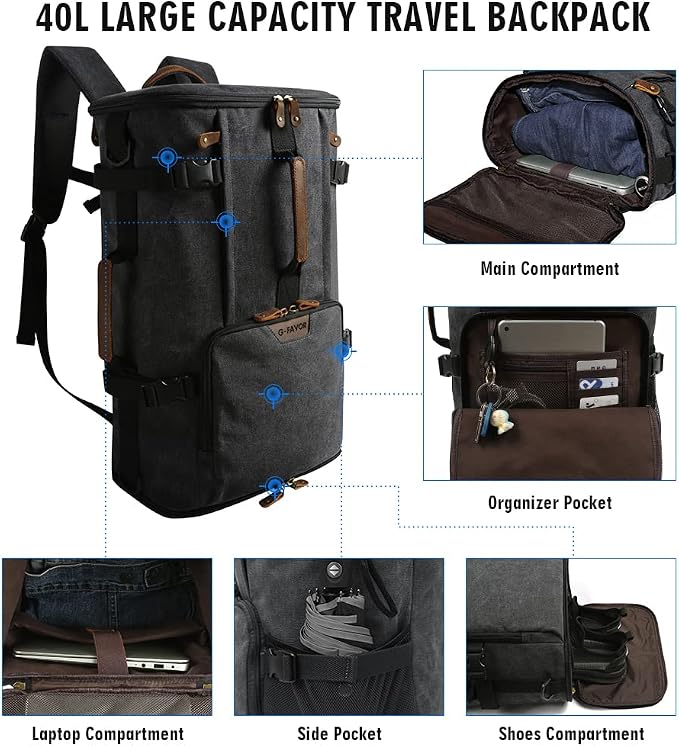 G-FAVOR Travel Backpack for Men, 40L Flight Approved Carry On Backpack - Image 2
