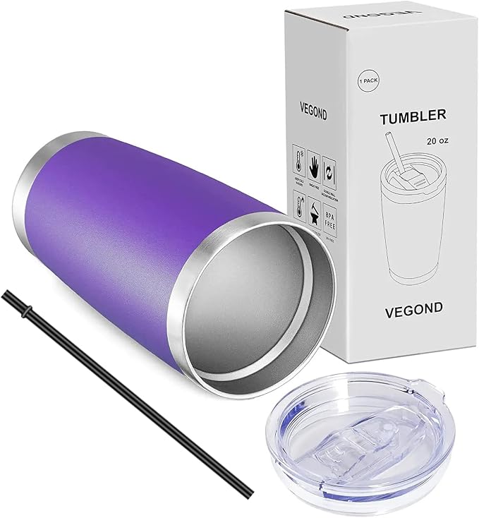 VEGOND 20oz Tumbler with Lid and Straw Stainless Steel Tumbler Cup Vacuum - Image 6